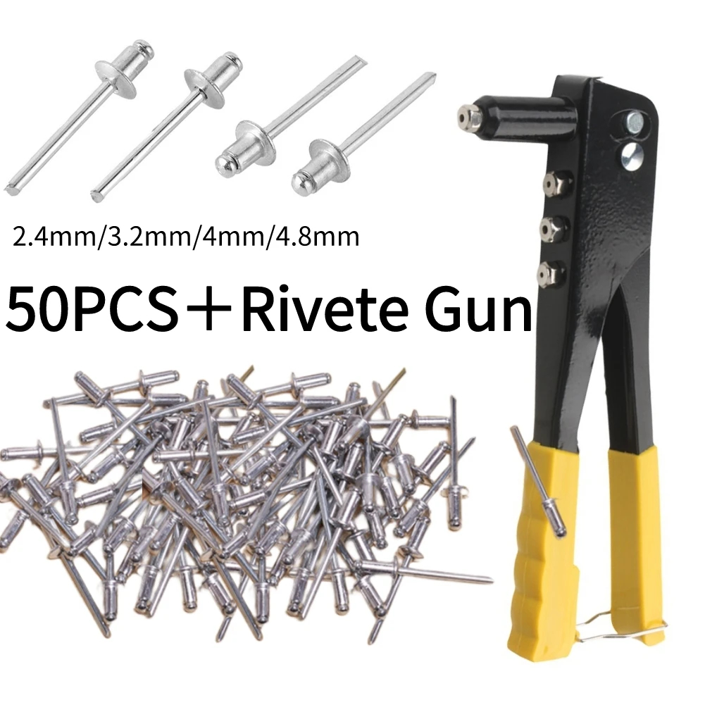 Rebitadeira Manual Profissional Alicate Rebitador 9,5 pol 24cm 4 Bicos + 50 Rebites