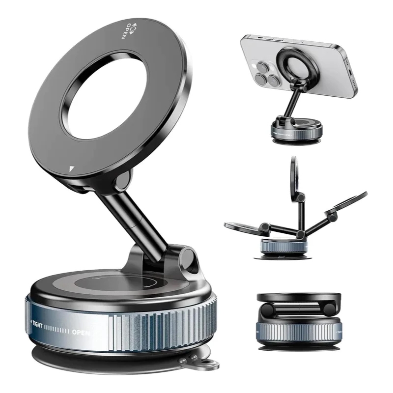 Suporte Magnético p/ Celular no Carro 360° - Dobrável e Ajustável Fixação Forte p/ Todos Smartphones em Oferta na Shopee