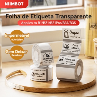 NIIMBOT B21/B1/B3S/B31/B21Pro Papel Transparente para Impressão de Etiquetas, Etiqueta de Nome, Térmica e à Prova d'Água em Oferta na Shopee