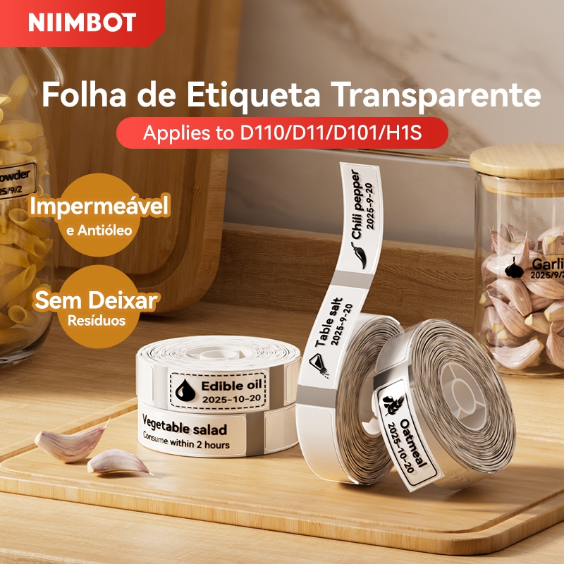Niimbot D11/D110/D101 Etiqueta Transparente sticker , Waterproof E Adesivo À Prova De Óleo