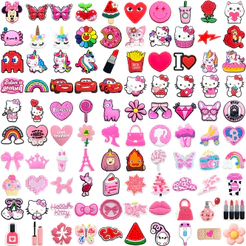 Quente 1 Pçs Série Rosa Sapatos Encantos DIY Tamancos Sapato Aceessories Sandálias Pinos Chinelos Decoração Crianças Pre