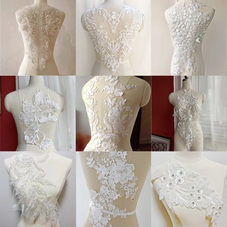 1 Pc Branco Grânulo Rendas Bordado Flores Remendo Para Vestido De Casamento Decoração Acessório DIY Artesanato em Oferta na Shopee