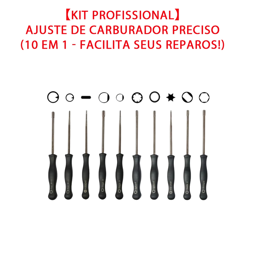 【Kit Profissional】10 Peças Ajustador de Carburador - Conjunto Completo para Regulagem Rápida e Precisa! em Oferta na Shopee