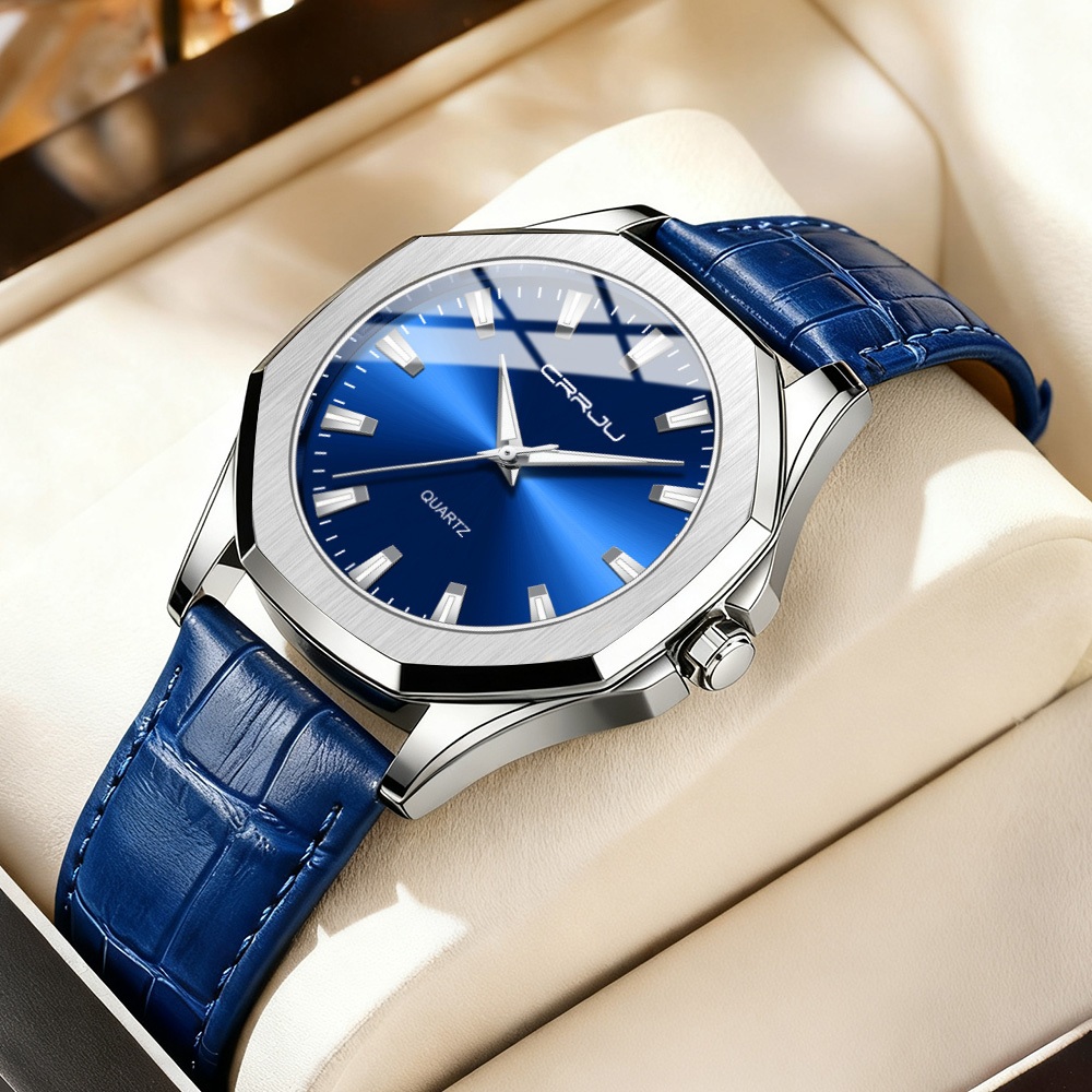 CRRJU Moda Casual Estilo Simples Couro Quartzo Relógio Masculino Impermeável 5015 X em Oferta na Shopee