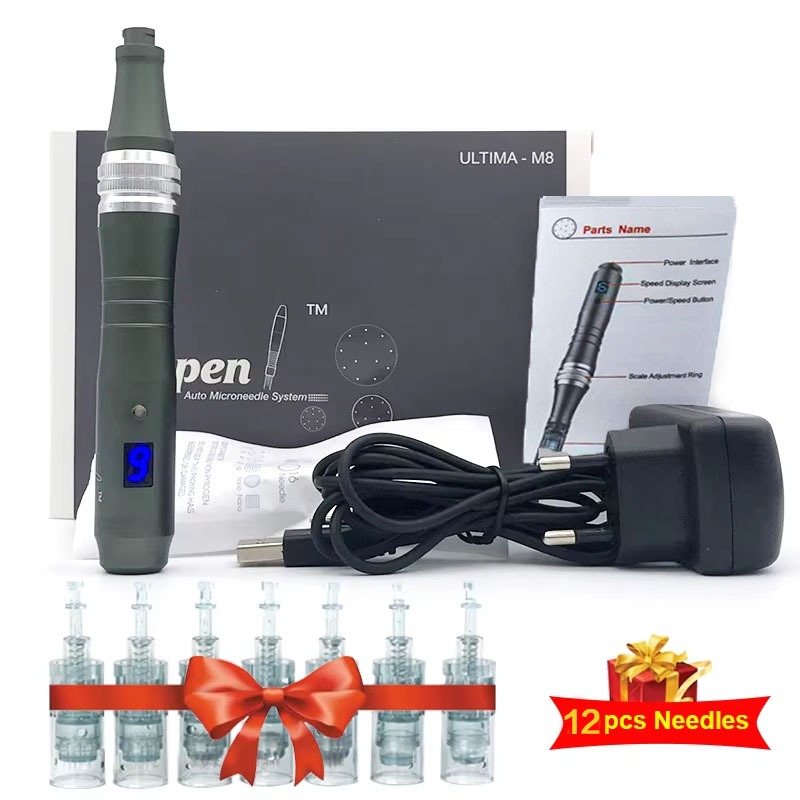 Dr Pen Ultima M8 Microneedling Microneedle Elétrica Caneta Derma Sem Fio Com 12pcs Cartuchos em Oferta na Shopee
