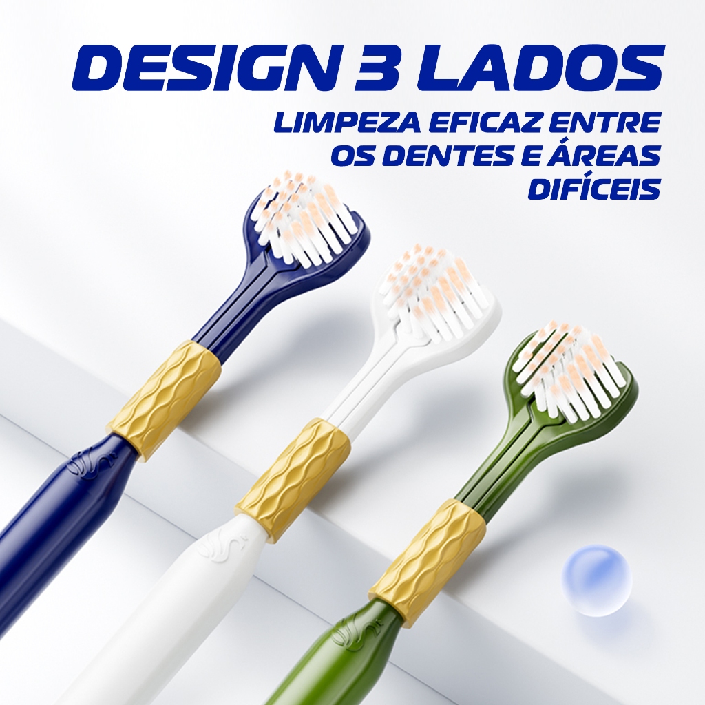 OralGos Escova de dentes de três lados, cabeça de escova macia, adequada para gengivas sensíveis — imagem 2 de 2