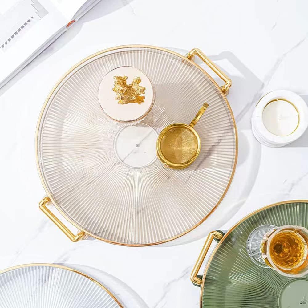 Bandeja Organizadora Decorativa Multiuso Para Servir Nórdica Com Alça e Detalhe em Dourado Decoração de Mesa