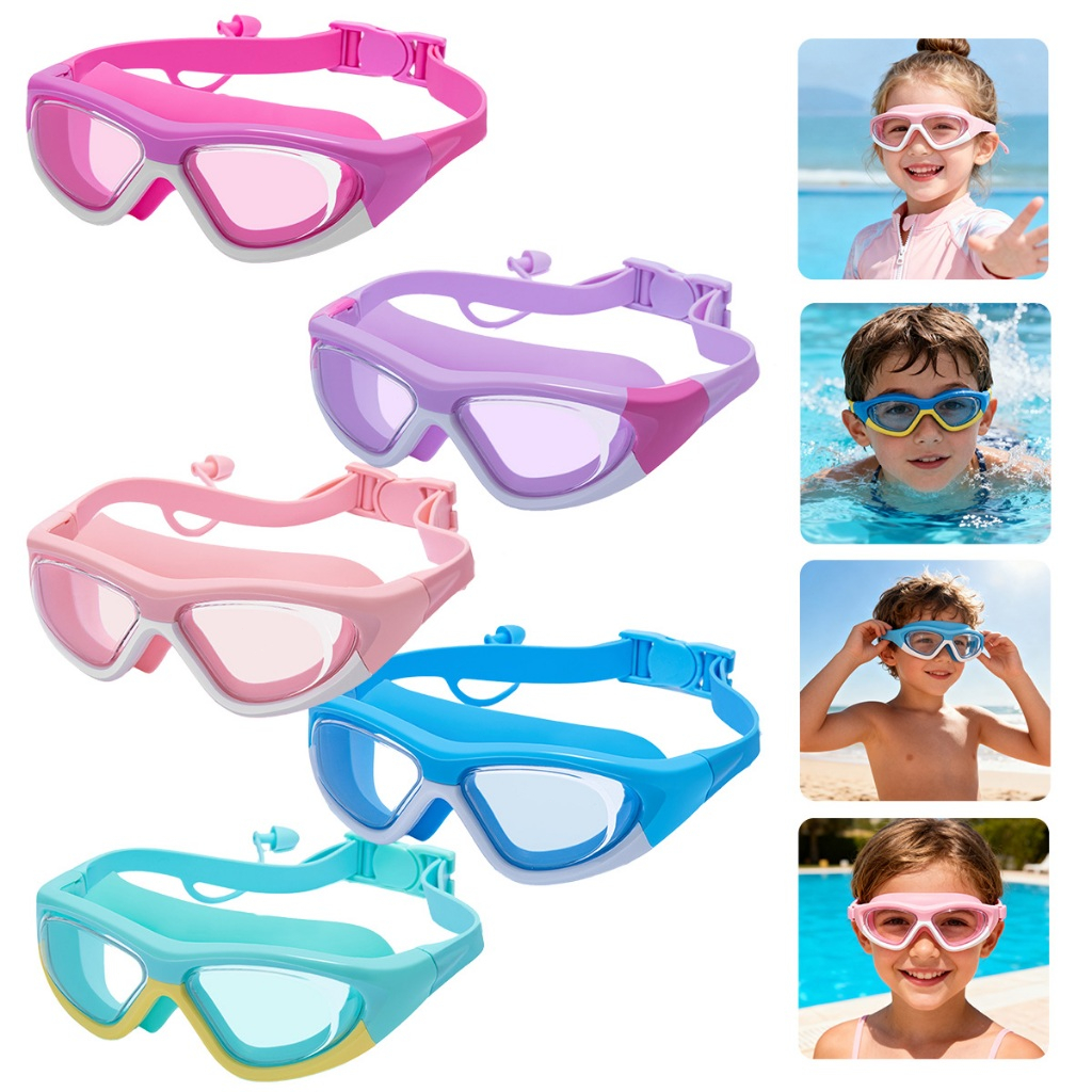 Óculos de Natação Infantil com Protetor de Ouvido Fixo - À Prova d'Água HD para Meninos e Meninas EstoqueNoBrasil em Oferta na Shopee