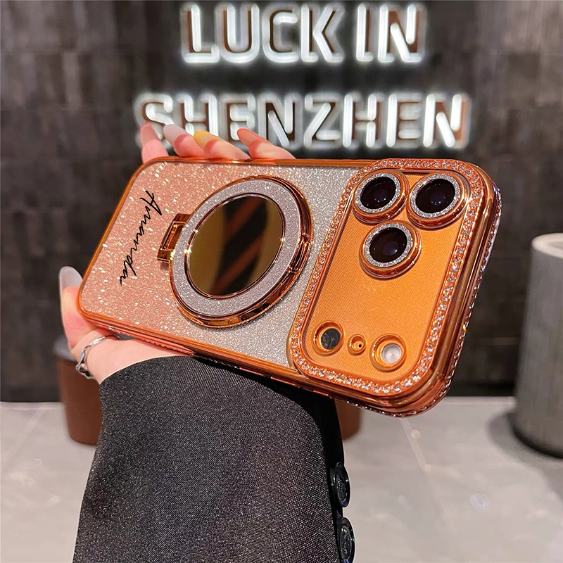 Novo Nome DIY Personalizado Espelho De Maquiagem Suporte Caso De Telefone Adequado Para iPhone 17 pro max 17 17 Ar Embal em Oferta na Shopee