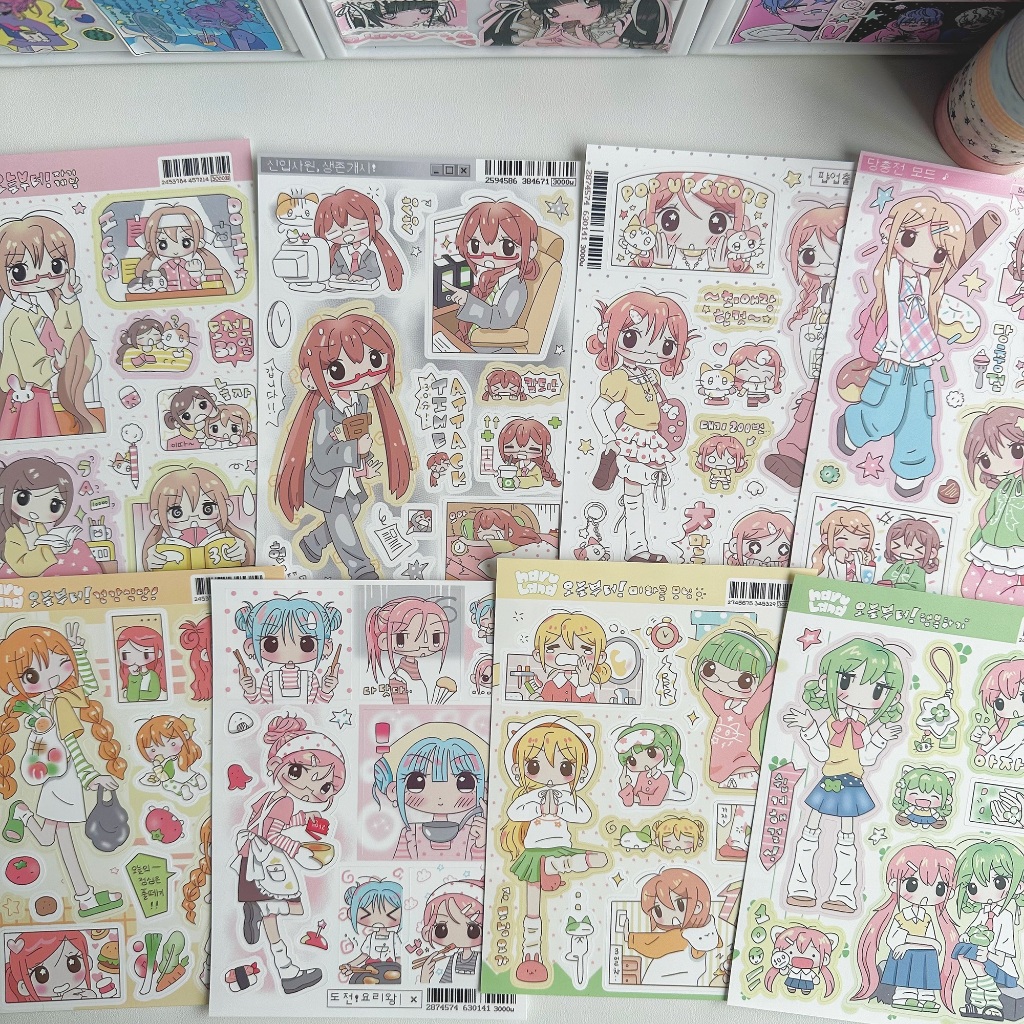Coreano Bonito Dos Desenhos Animados Menina Personagem Adesivos Mão Conta Diário Caderno Scrapbook DIY Decorativo À Prov