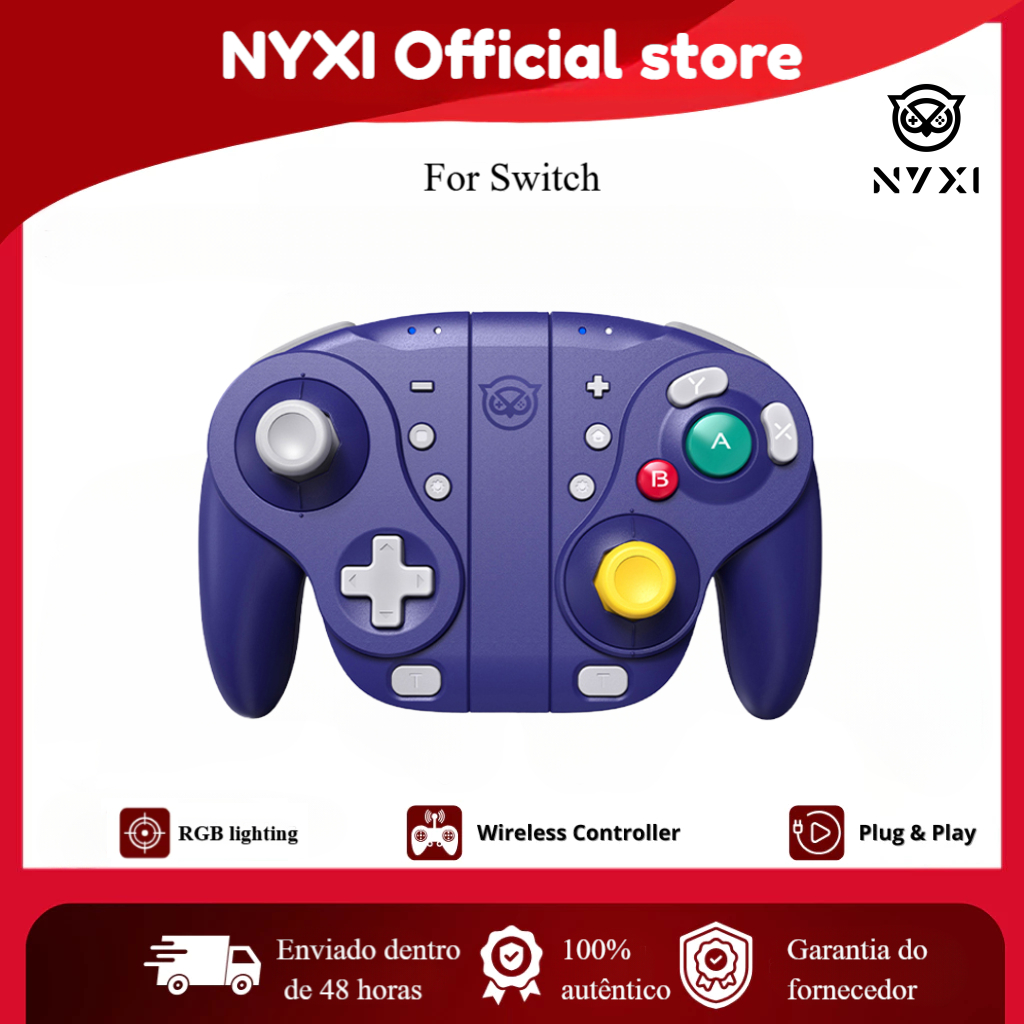 [BEST SELLER] NYXI Wizard Bluetooth Gaming Controller Gamepad Sem Fio Roxo Joypad Para Nintendo Switch