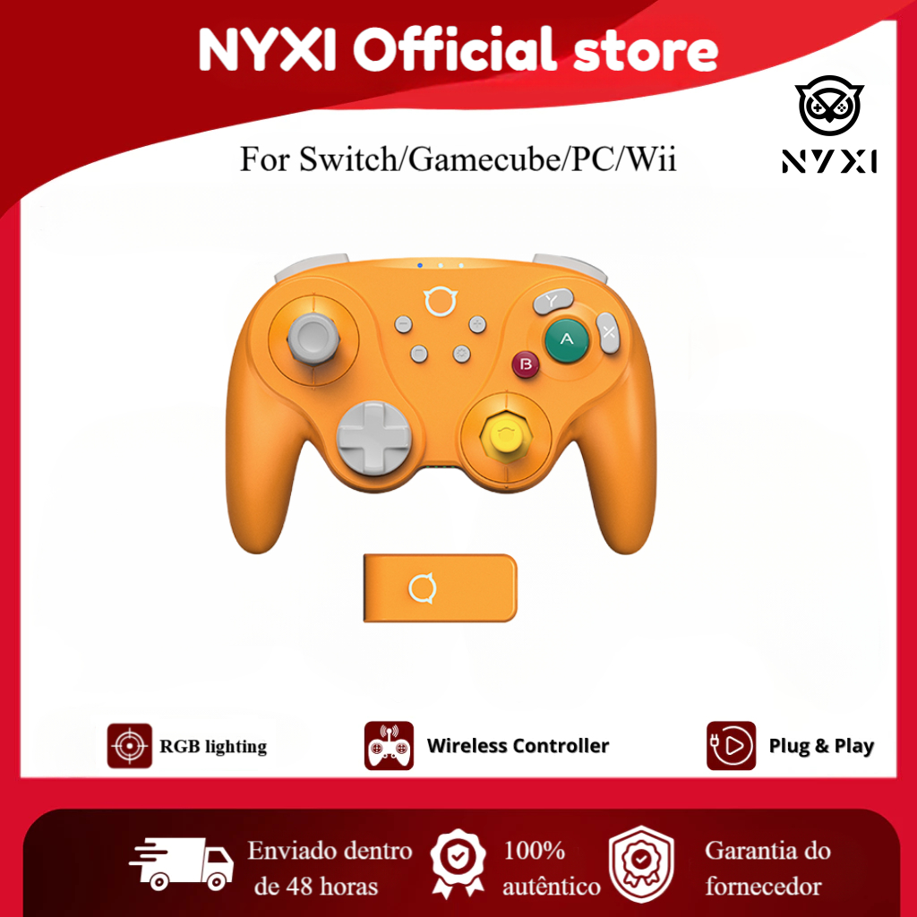 [BEST SELLER] NYXI Guerreiro Controlador De Jogos Bluetooth Orange Wireless Gamepad Para Nintendo Switch Gamecube PC