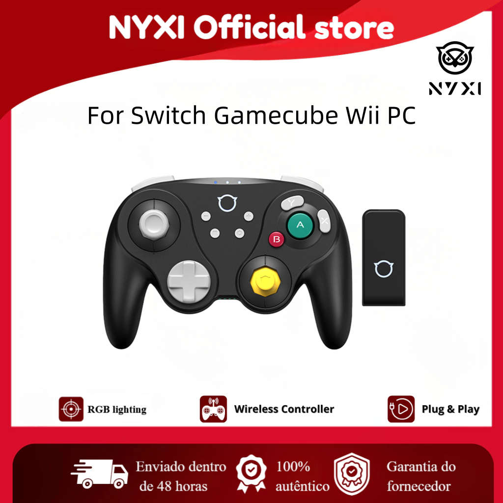 NYXI Guerreiro Controlador De Jogos Bluetooth Gamepad Preto Sem Fio Para Nintendo Switch Gamecube PC