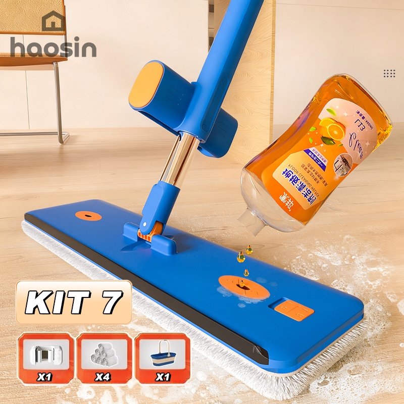 haosin KIT 7 Conjunto De Esfregão E Balde Dobrável De Microfibra Com Raspador De Desaguamento