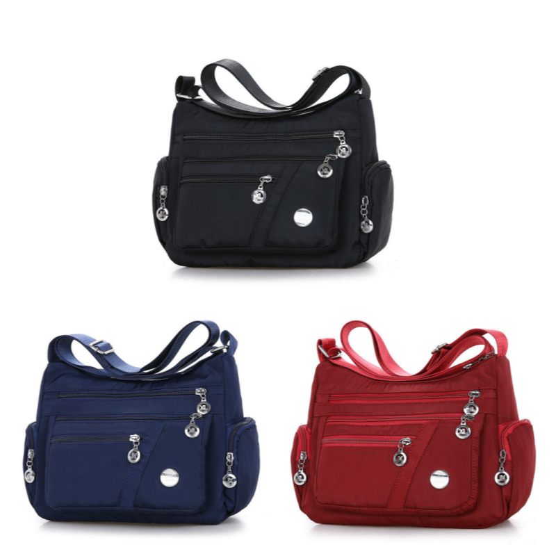 Bolsa mensageiro de ombro de Nylon à prova d'água de 6 cores com vários compartimentos mensageiro de ombro F