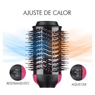 Escova Rotativa para Cabelo Secador e Chapinha 2 em 1 110V/220V + Cabelo-Plancha