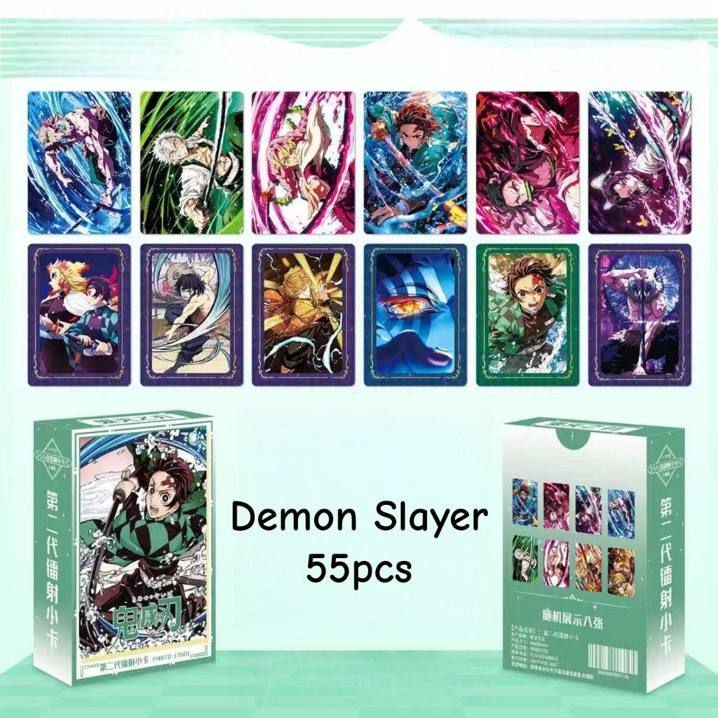 50-92pcs Manga Manhwa Pokémon Tokito Muichirou Demon Slayer Cartões Lomo Holográficos A Laser Crayon Shinchan Haikyuu Fo em Oferta na Shopee