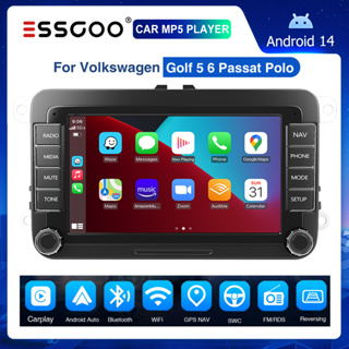 ESSGOO Tela de 7" 4+64GB Android 14 MP5 Player Automotivo com Carplay Rádio Estéreo para VW Volkswagen GOLF PASSAT POLO em Oferta na Shopee