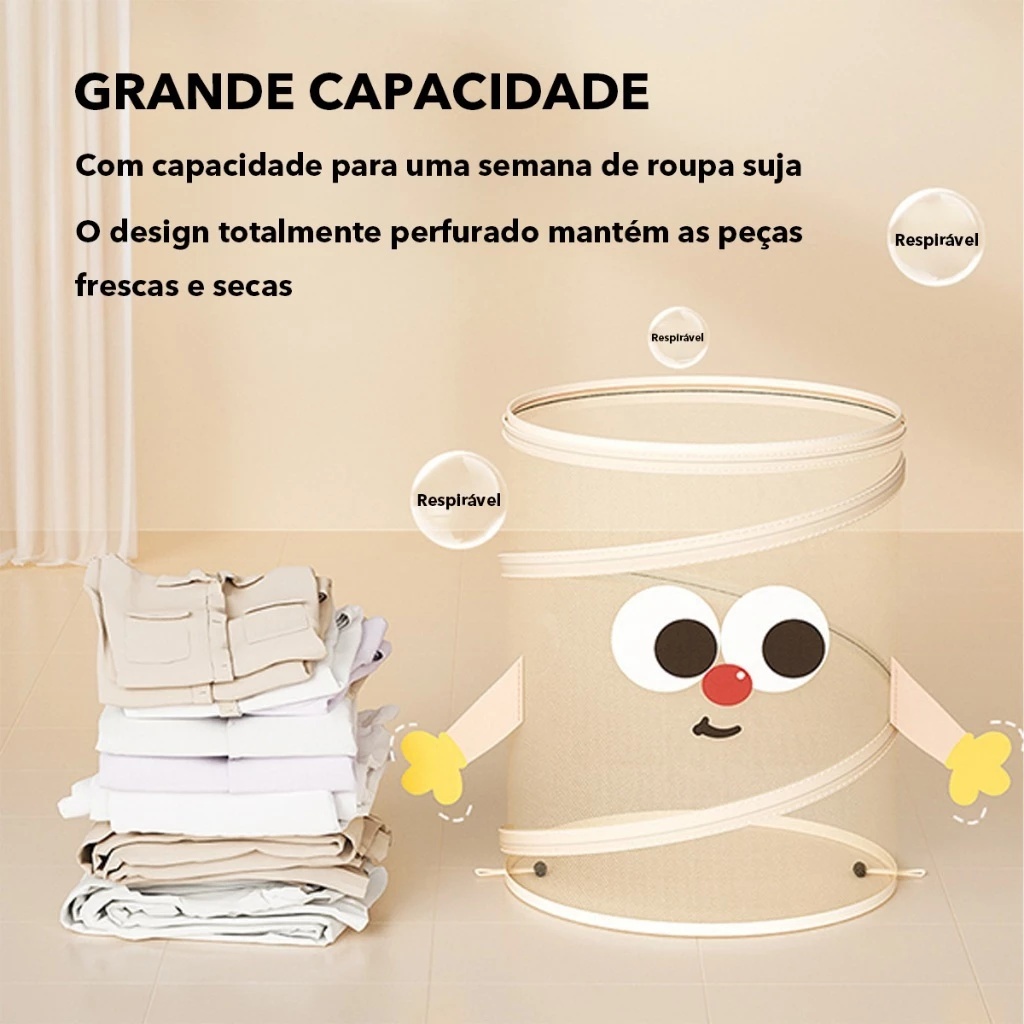 Cesto de armazenamento dobrável de grande capacidade para roupas sujas de banheiro e balde de brinquedos leve