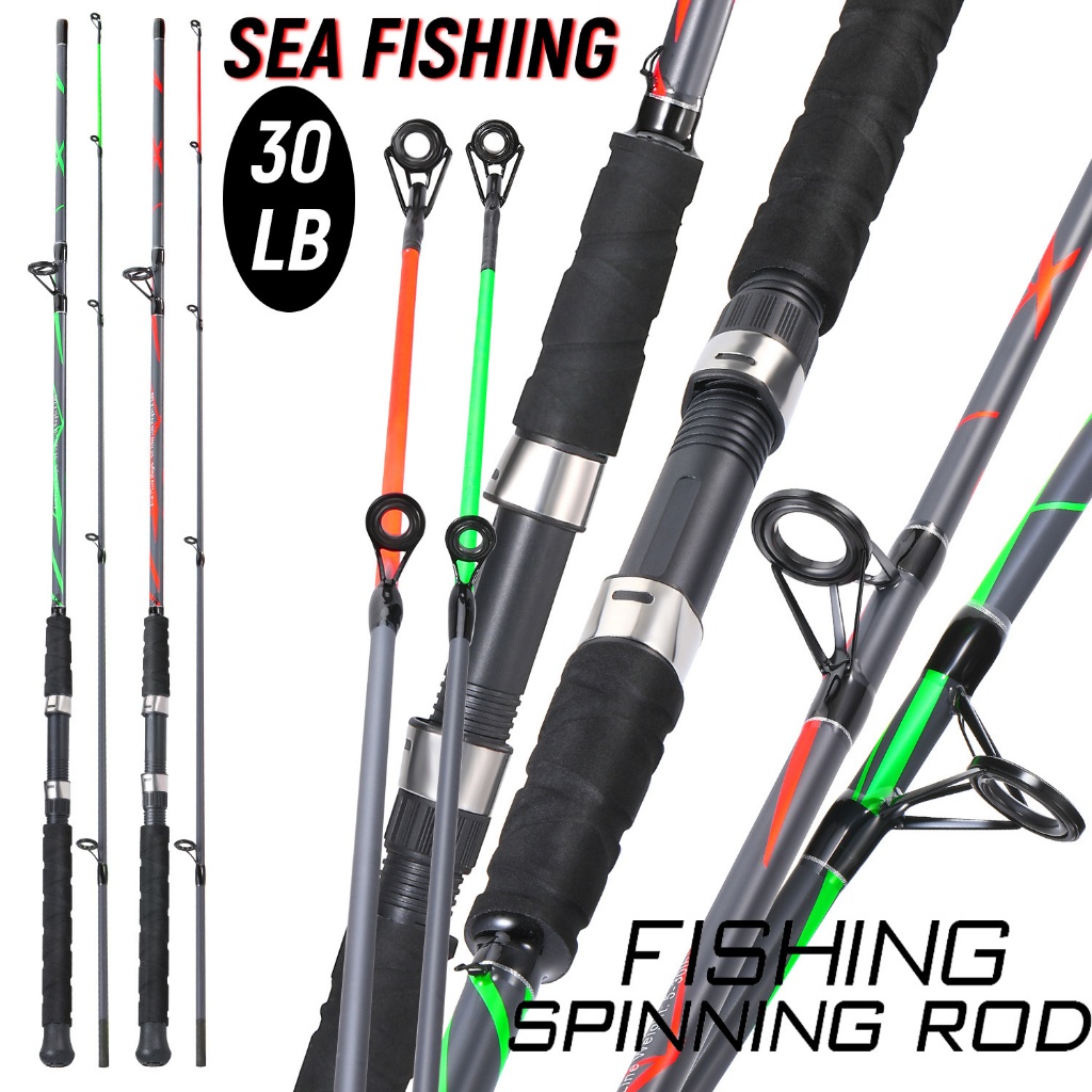 Sougayilang 2.1M Vara De Mar Super Dura 30LB Pesca Marítima De Carbono 2 Seções Portátil Leve Com Alça De EVA Para Água