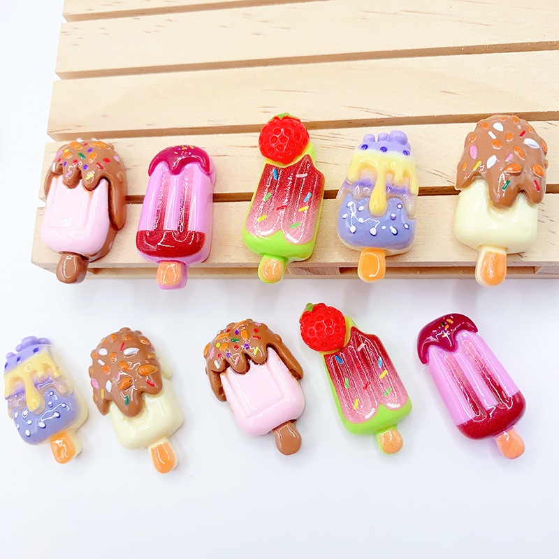 10 Pçs Simulação Chocolate Sorvete Resina Jogar Casa De Bonecas Brinquedo Plana Volta Clipe Arte Decoração Do Telefone M