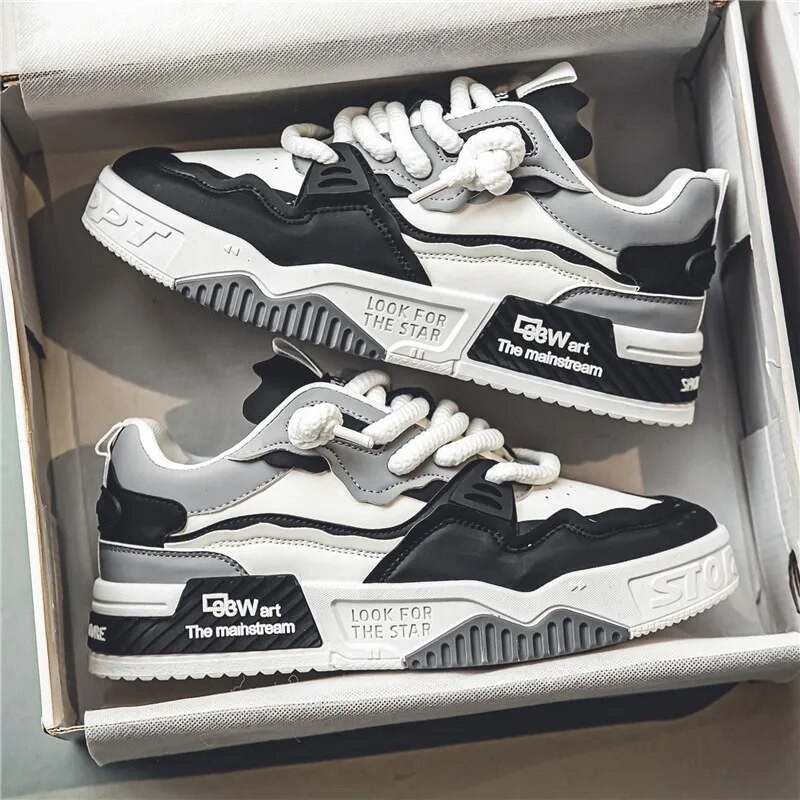 Sapatos de skate masculinos da moda, calçados esportivos ao ar livre antiderrapantes confortáveis