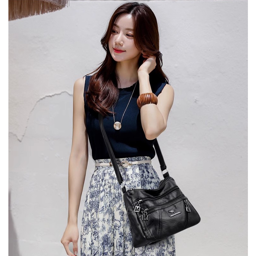 Bolsa Transversal Feminina Moda Elegante Couro PU Macio Média