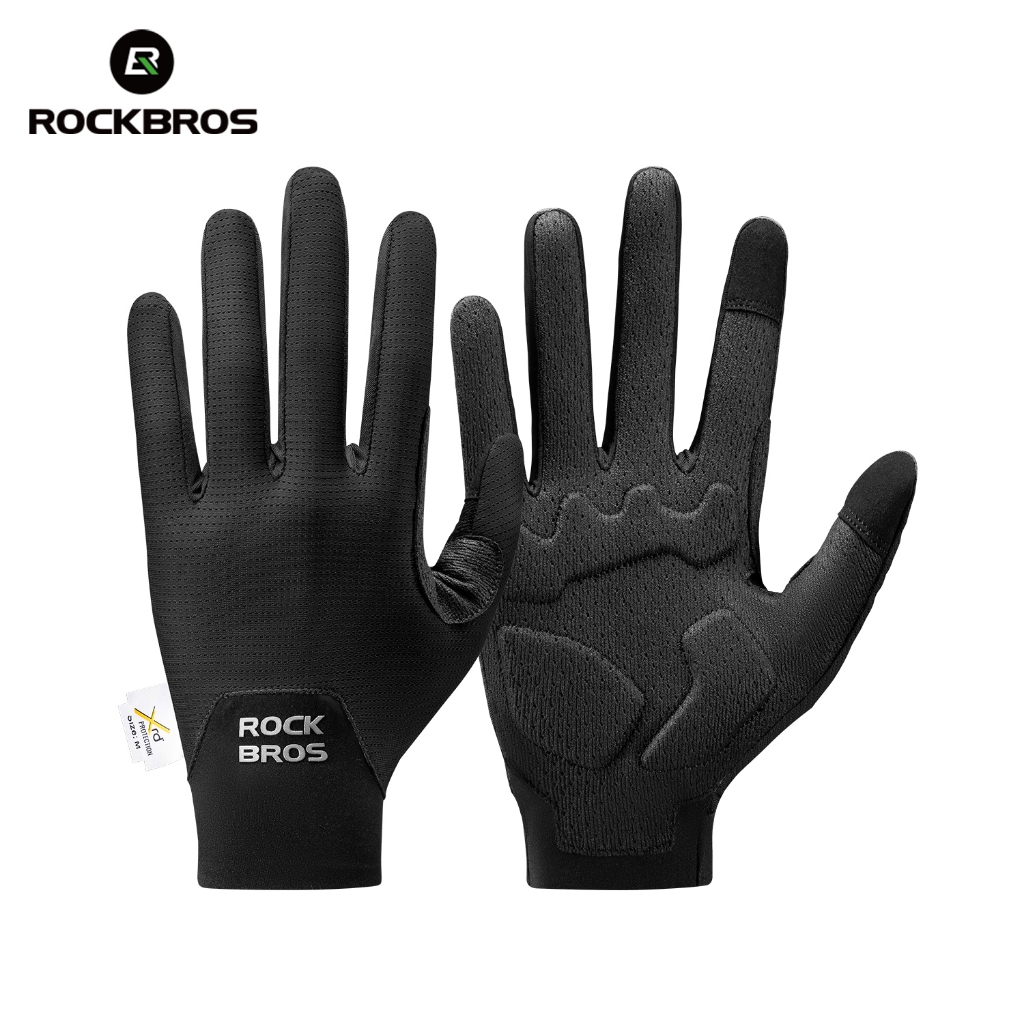 ROCKBROS Luvas De Ciclismo À Prova De Choque Respirável MTB Bicicleta De Estrada Tela Sensível Ao Toque Dedo Longo