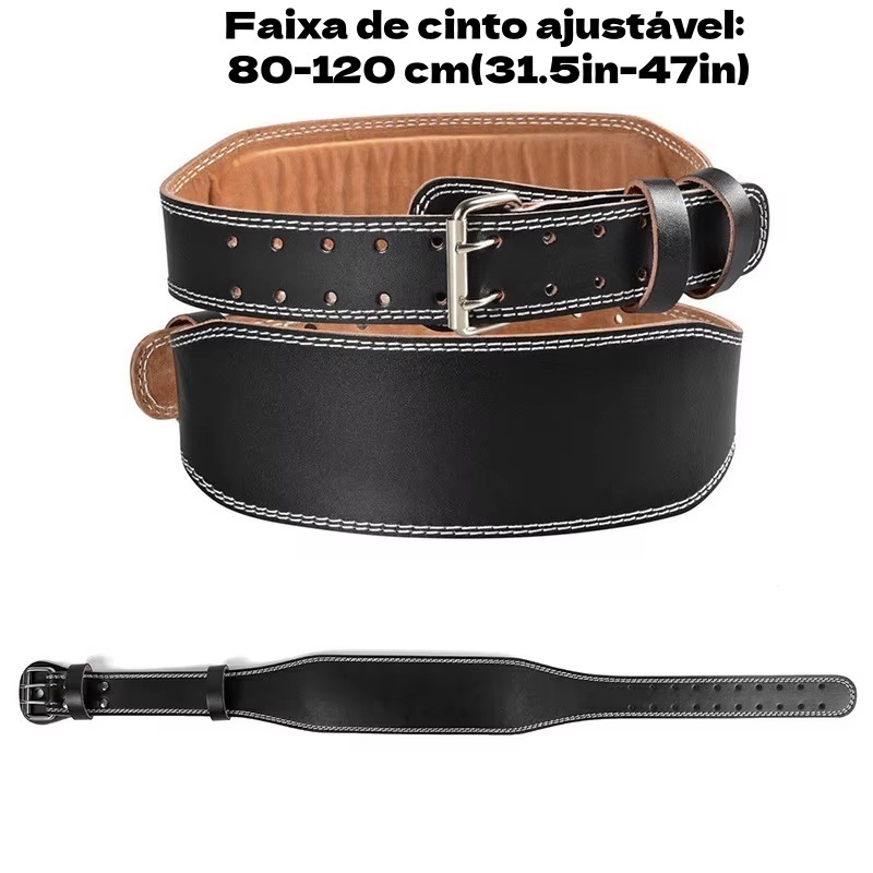 Cinturão de Musculação em Couro Premium para Treinamento, Levantamento de Peso, Crossfit