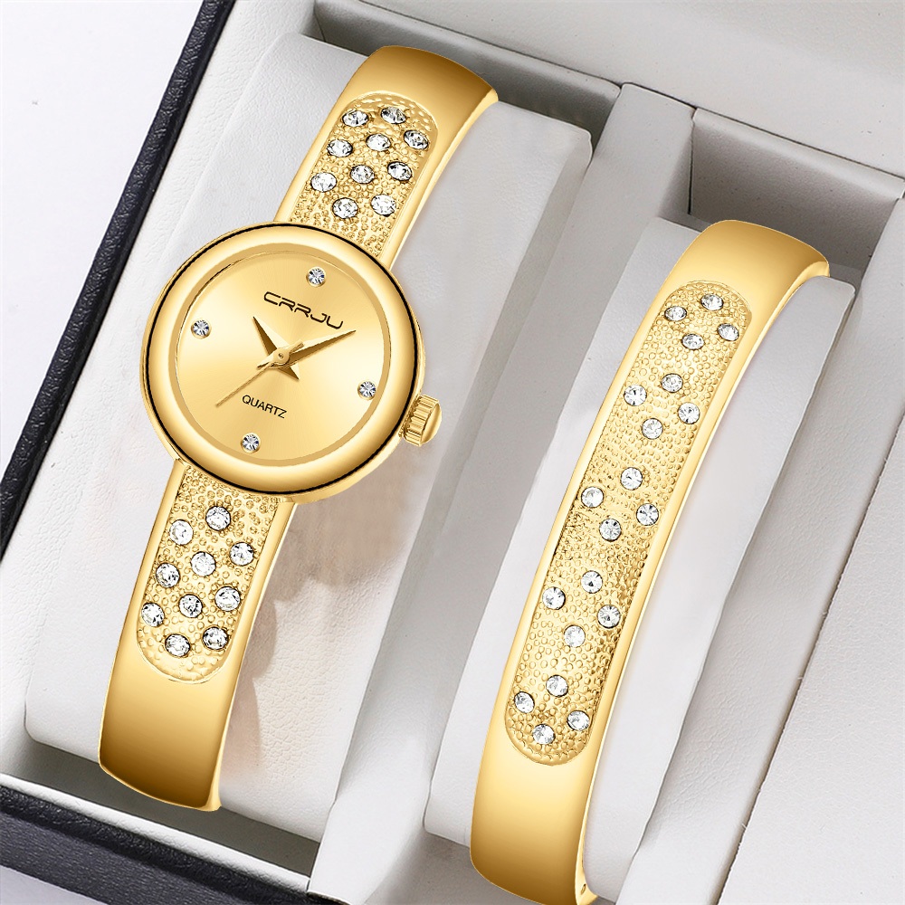 CRRJU Relógio Feminino Marca Autêntica De Luxo Moda Mostrador Pequeno Com Pulsei
