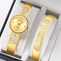 CRRJU Relógio Feminino Marca Autêntica De Luxo Moda Mostrador Pequeno Com Pulseira De Ouro Grátis Quartzo Analógico Resi