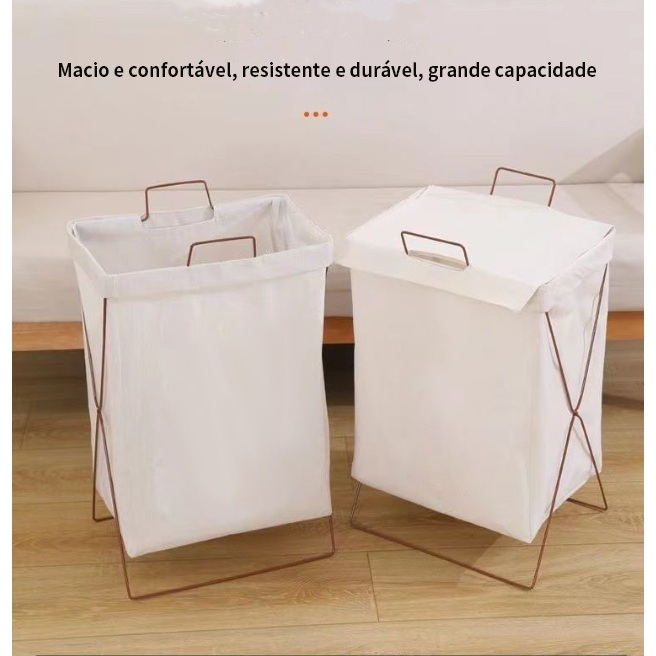 48 Litros Cesto organizador roupa dobrável grande/ cesto de roupas sujas grande com suporte