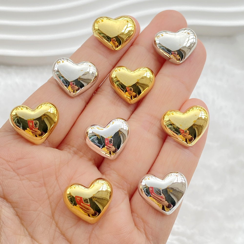 10 Pçs Resina Bonito Dia Dos Namorados Ouro , Prata Em Forma De Coração Flatback Strass Estatuetas DIY Casamento Scrapbo em Oferta na Shopee