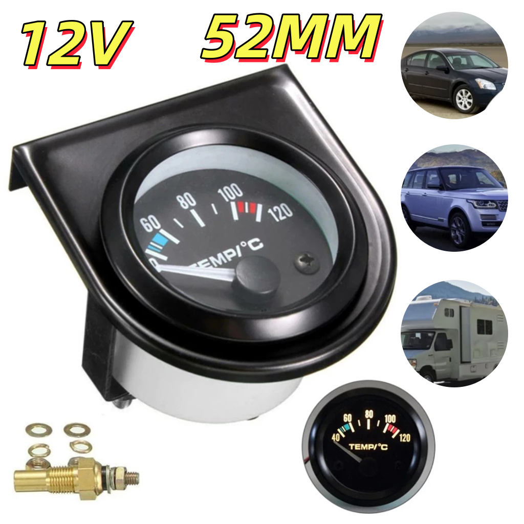 Marcador Indicador de Temperatura Automotivo Universal 12V 52mm