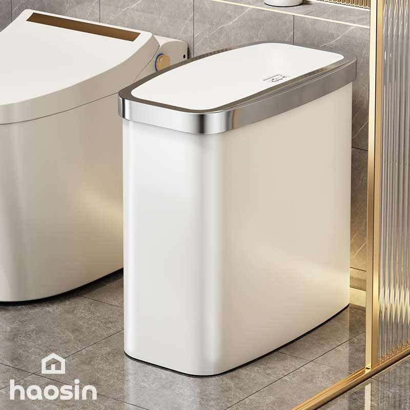 Haosin Lixeira Grande 14 L, Abertura Automática por Pressão, Cesto de Lixo para Banheiro, Cozinha, Escritório e Quarto
