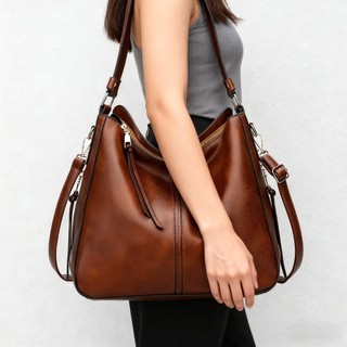 Bolsa Feminina Grande De Ombro Vintage Couro PU Para Senhoras Bolsa Tote De Grande Capacidade