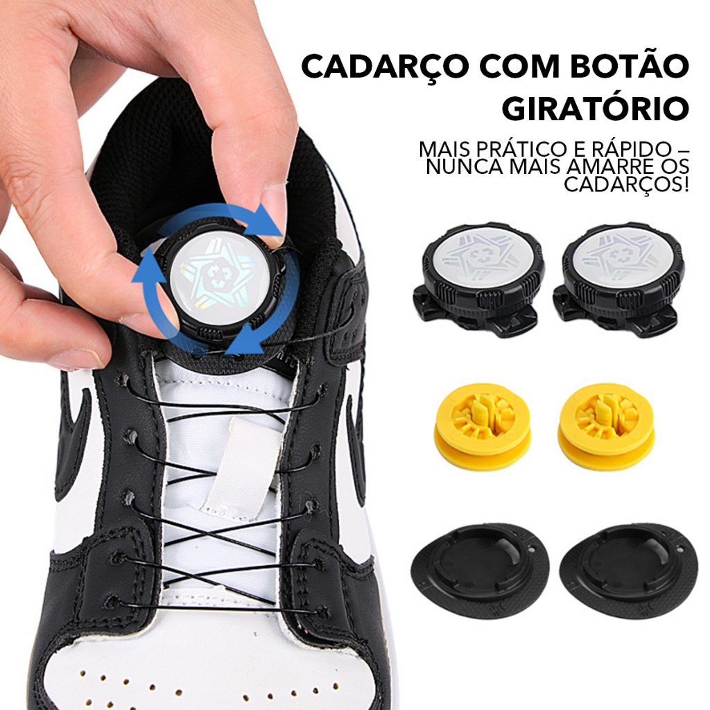 Fivela Giratória para Cadarços, Sistema de Cadarço Automático - Para Correr, Caminhar e Dia a Dia
