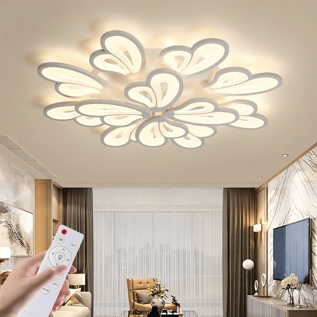 Borboleta De Controle Remoto LED Luminária 79CM Dupla Tensão 3 Cores Lustre Teto Plafon Para Sala Estar 110-220v