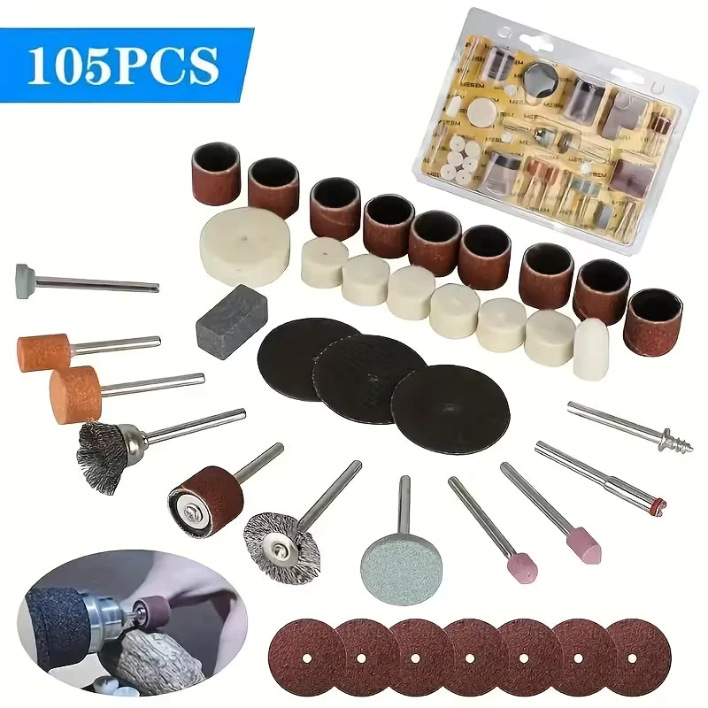 Kit 105 Acessórios Essenciais para Micro Retífica Completo Padrão Dremel Multimarcas lixa disco