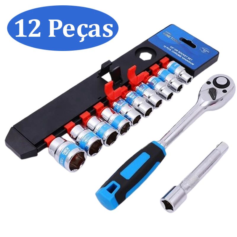 Jogo De Soquete Sextavado 1/2 Catraca 12 Peças 10 a 24mm com Extensão em Oferta na Shopee