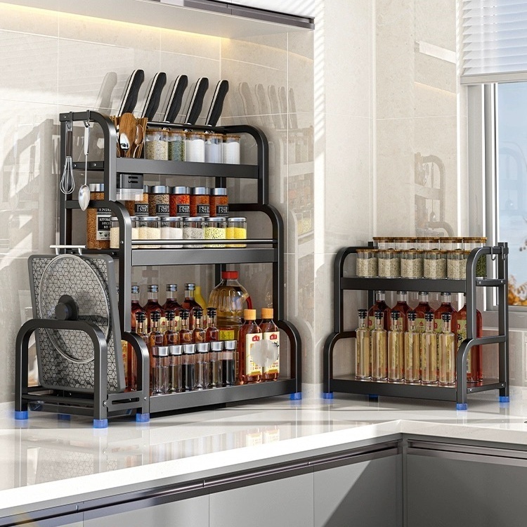 haosin Organizador de Condimentos Preto 3 Andares - Porta Temperos Cozinha com Capacidade e Estabilidade