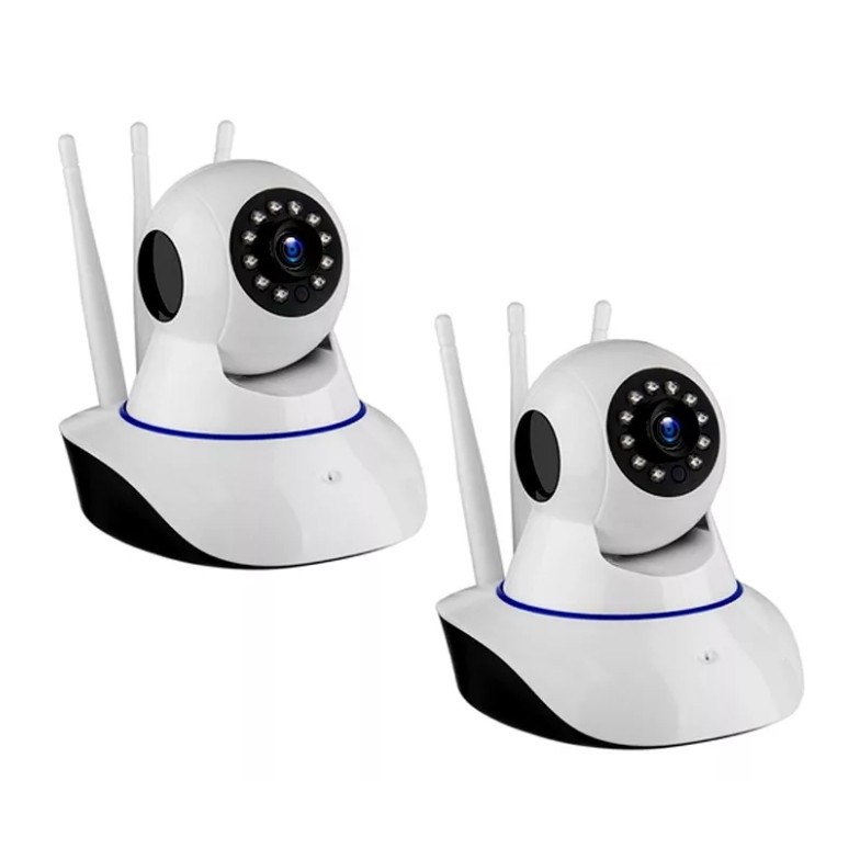Kit2 Câmera IP Robô 3 Antenas Wi-Fi Visão Noturna Full HD 360o Microfone Áudio Sem Fio Monitor Do Bebê App V720