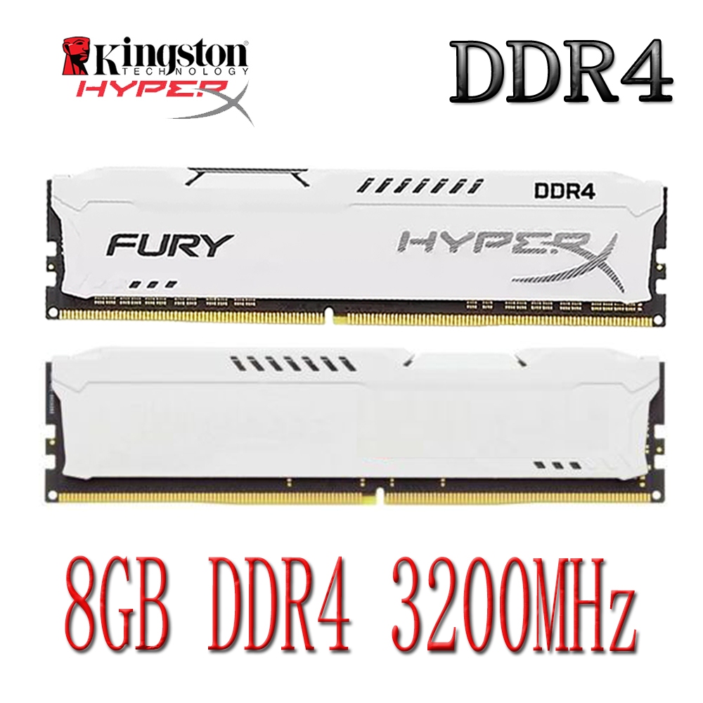 Kingston HyperX Fury DDR4 RAM 8 Gb DDR4 3200 Mhz PC4-25600U Memória De Desktop Para Computador Branco