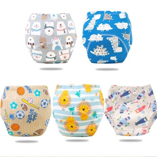 Kit 5 Calça De Treino Para Bebê Algodão Puro Impermeável Lavável Fraldas De Bolso Menina Menino Fralda Roupa Íntima em Oferta na Shopee