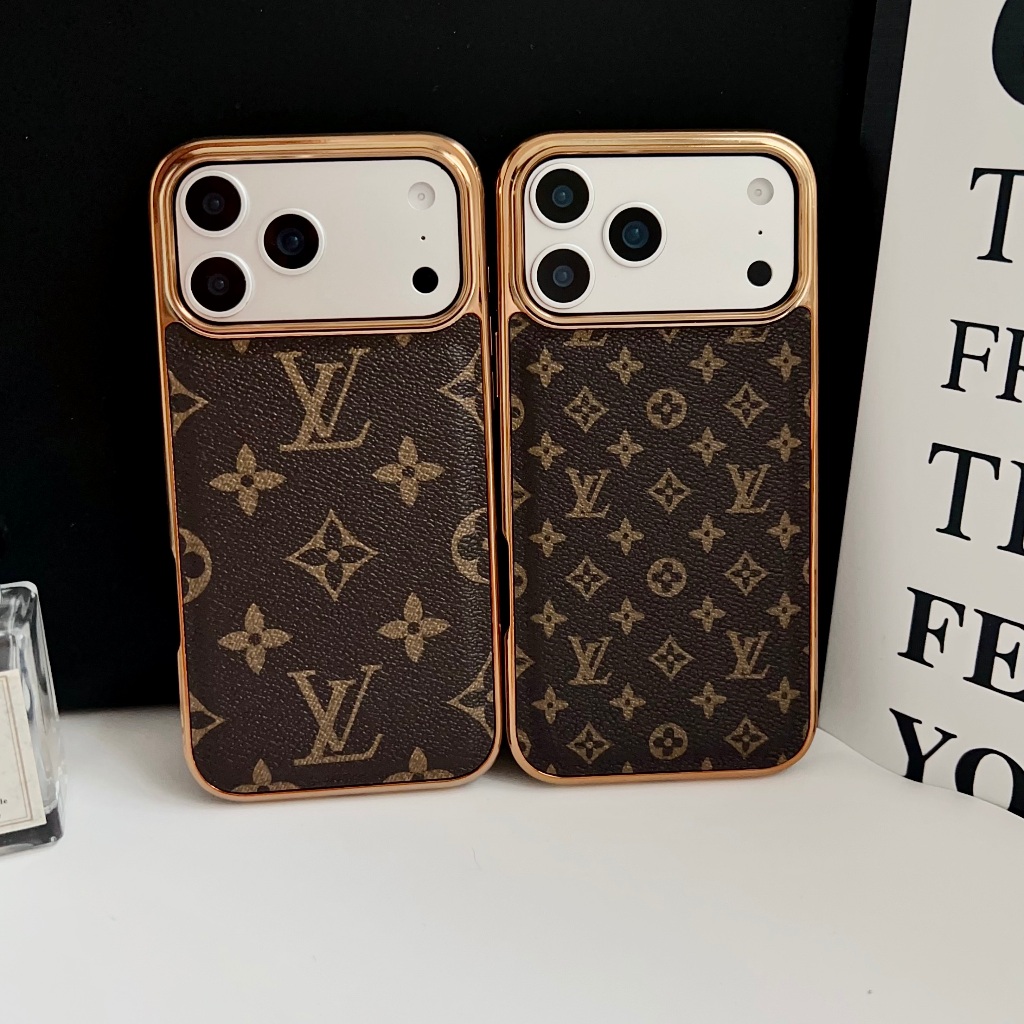 Nova Capa De Telefone premium Galvanizada Com Bordas Douradas Para iPhone 11 ~ 17ProMax 12 17Pro 17Air 16plus