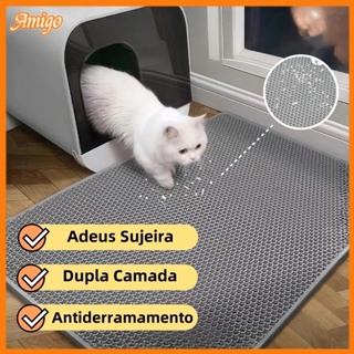 Tapete de Areia para Gatos MODELO CORAÇÃO | Anti Sujeira Impermeável - Coletor Eficiente em Oferta na Shopee