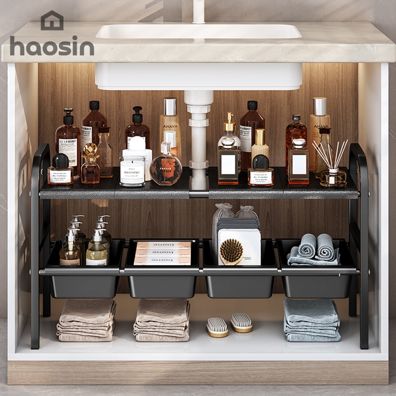 Prateleira para pia de cozinha retrátil Organizador de Panelas Armário Suporte organizador multifuncional em Oferta na Shopee