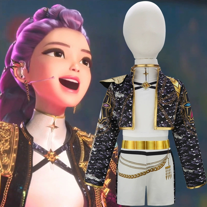 4-12 Anos K-Pop Demon Hunters Cosplay Meninas Conjuntos De Roupas Mangas Compridas Moda Ternos Infantis em Oferta na Shopee