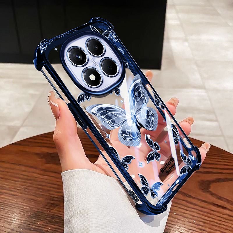 YBD Embalagem Para Redmi Note 15 Pro Plus 14 + Xiaomi POCO X7 M8 Dourado Borboleta Urso Galvanoplastia anti Queda Casca em Oferta na Shopee