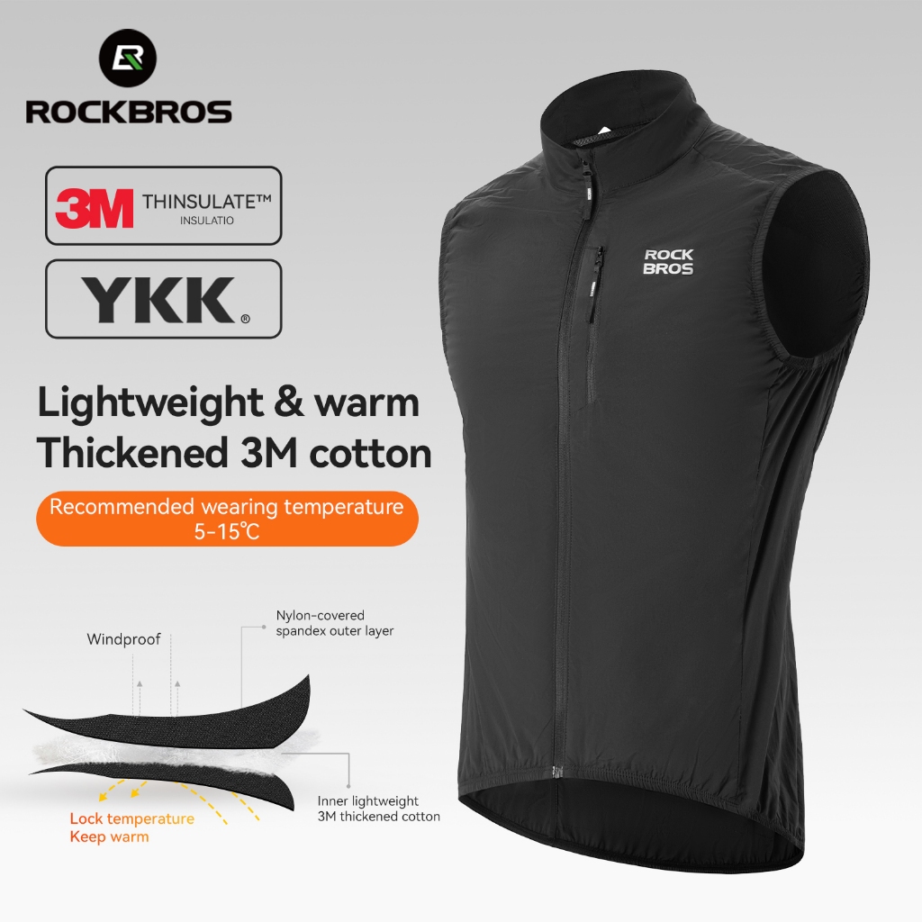 ROCKBROS Outono Inverno À Prova De Vento Quente Ciclismo Colete Leve Respirável 3M Algodão Engrossado Sem Mangas Topo Ro